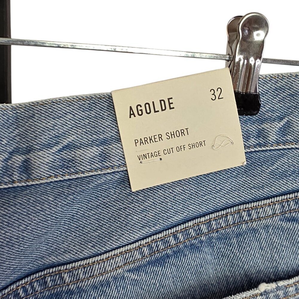 AGOLDE Parker Shorts, Vintage Cut Off, Fray Hem, High Rise, Button Fly, Denim,32 - Picture 5 of 11